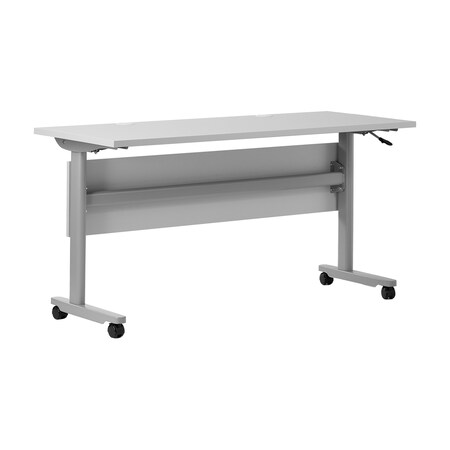 Flash Furniture Palmer 60in. x 24in. HD Nesting Table w/T-Legs, Modesty Panel, 1in. Thick Gray Tabletop, Gray Frame MT-M6024-T-LEG-GRYGRY-GG